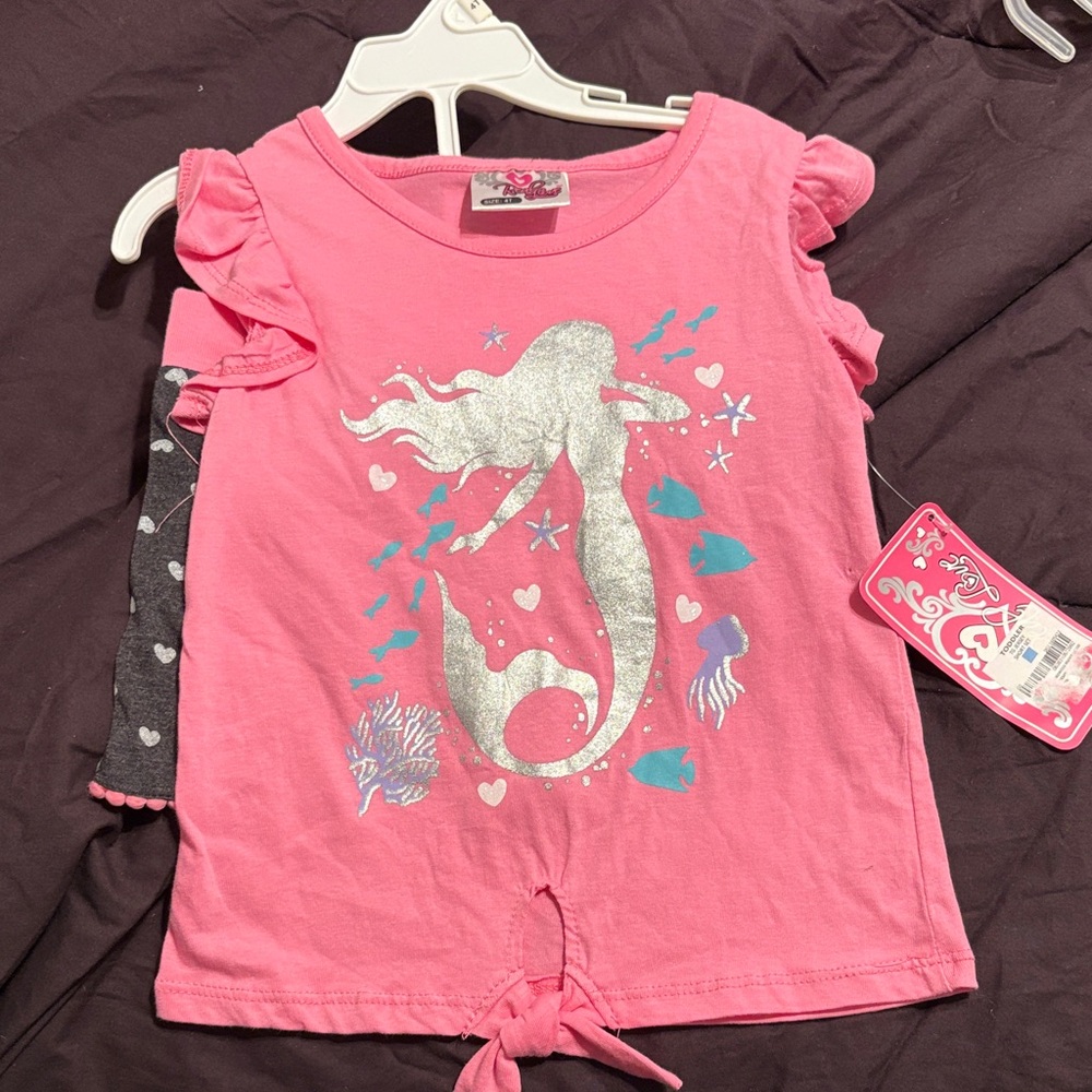 Girls Pink Mermaid Tie-Hem Tank Top
